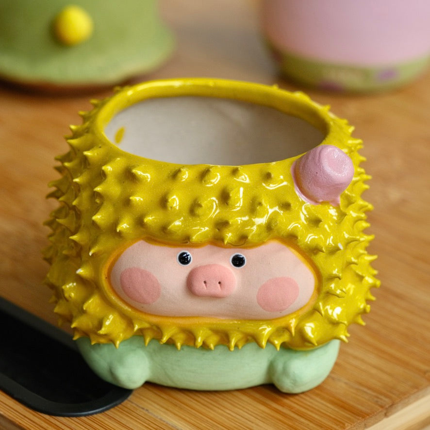 Durian Piggy Medium Sized Handmade Pot