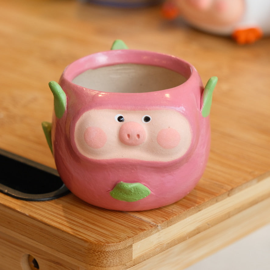 Dragon Fruit Piggy Small Handmade Pot