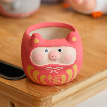 Fortune Piggy Small Handmade Pot