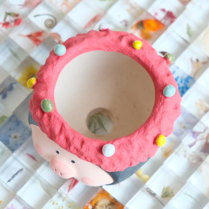 Sprinkles Piggy Small Handmade Pot