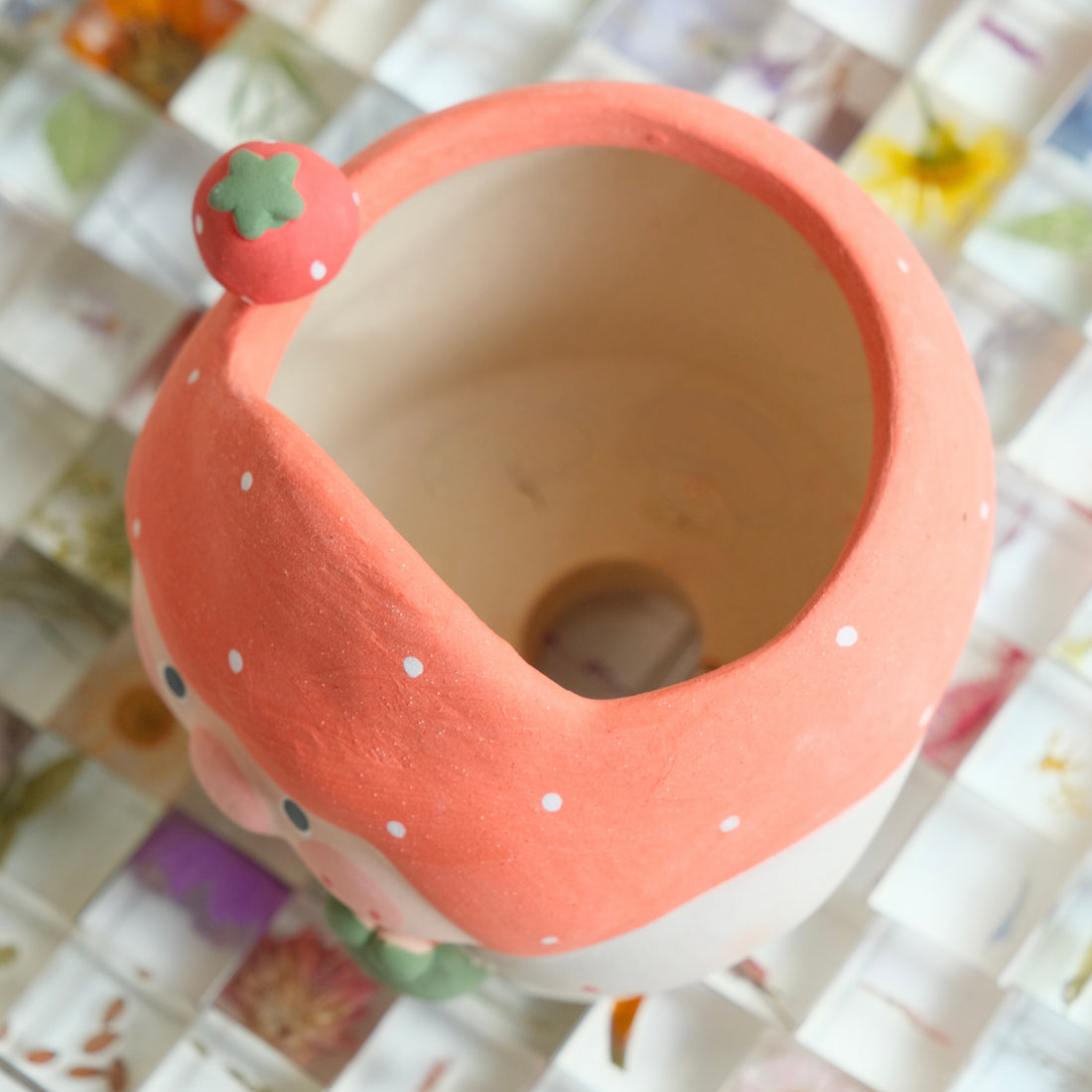 Strawberry Piggy Medium Sized Handmade Pot