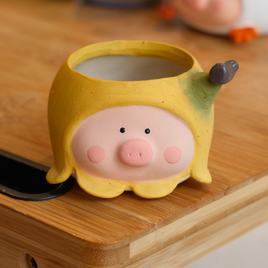 Banana Piggy Small Handmade Pot