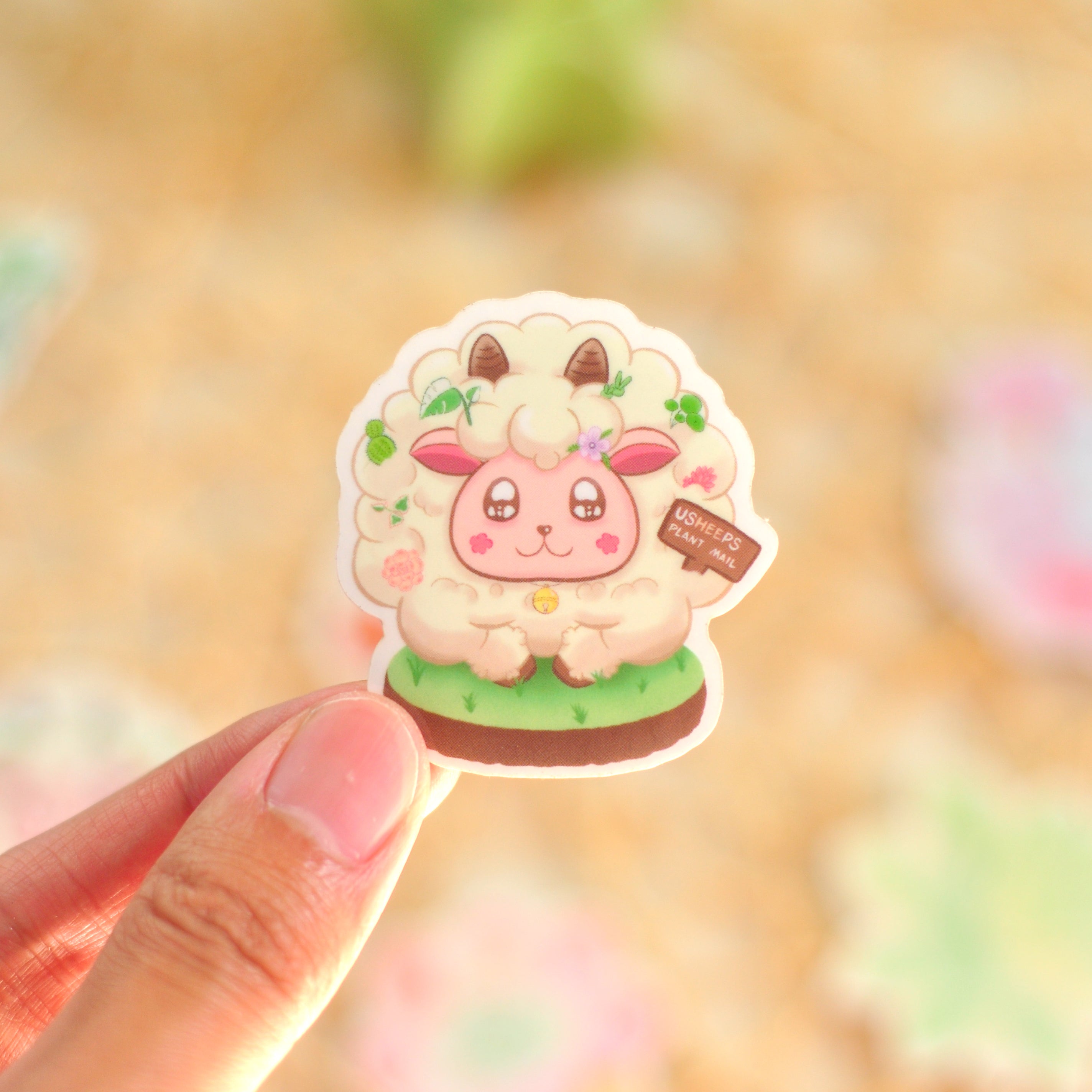 Momo the Sheep Sticker - Clear Vinyl, Waterproof Succulent Sticker