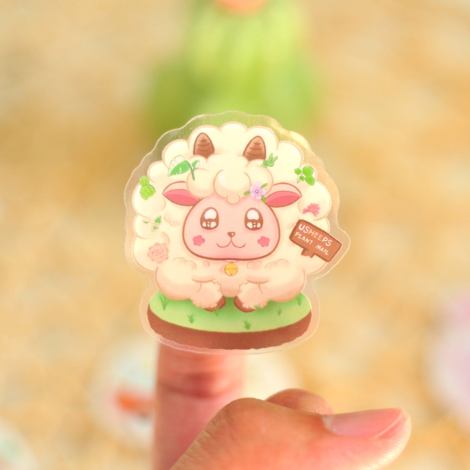 Momo the Sheep Sticker - Clear Vinyl, Waterproof Succulent Sticker